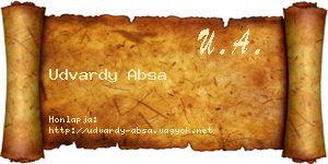 Udvardy Absa névjegykártya
